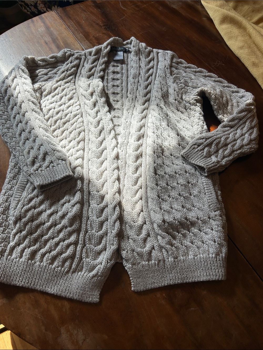 Islander Light Cream Cable-Knit Open Cardigan